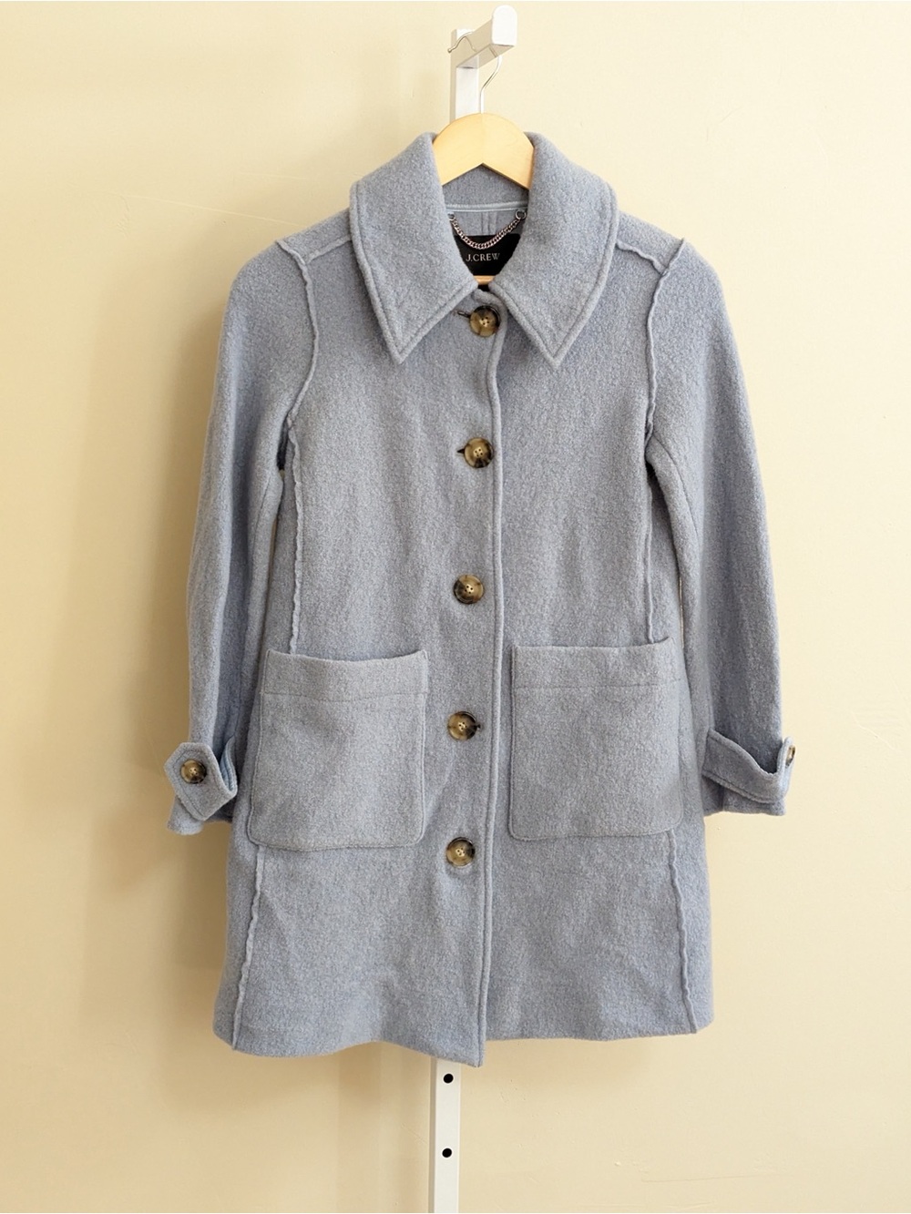 J.Crew Italian Boiled Wool Coat Women’s 0P Powder Blue Quiet Luxury
